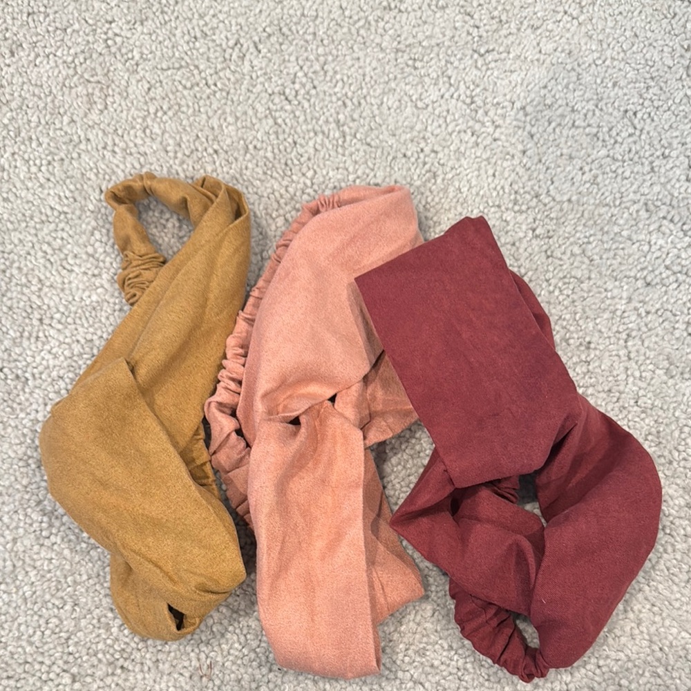Set of 3 Hairbands - Mustard, Pink, Burgundy
